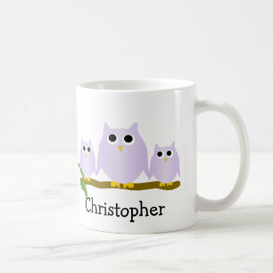 Mug Conception de hiboux lilas personnalisée