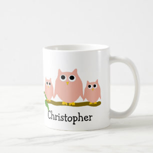 Mug Conception de hiboux roses personnalisée