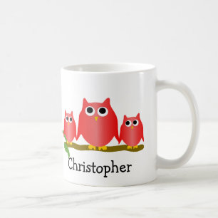 Mug Conception de hiboux rouges personnalisée
