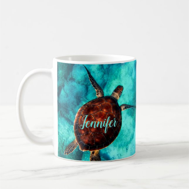 Mug Conception de la tortue de mer Coupe personnalisée (Gauche)