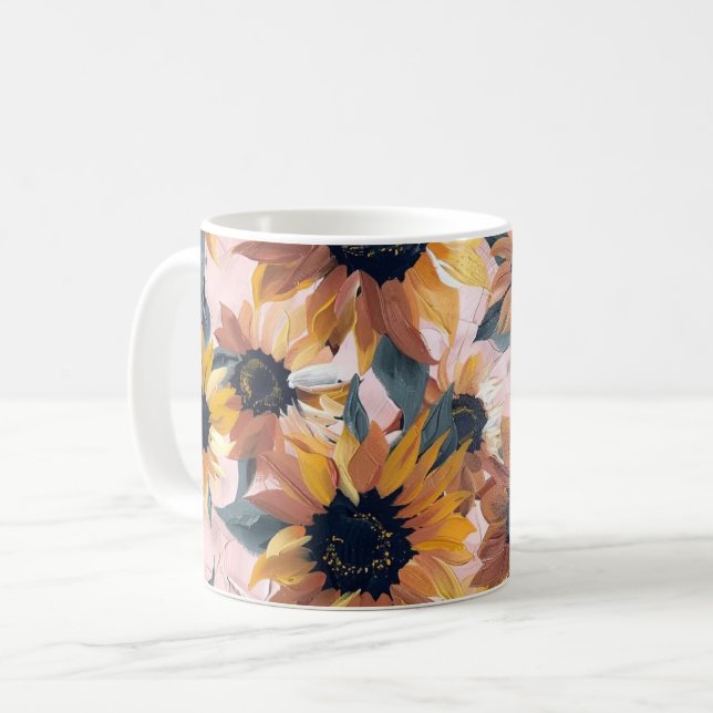 Mug Conception de l'aquarelle de tournesol (Devant gauche)