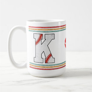 Mug Conception de lettre K de baseball rétro vintage