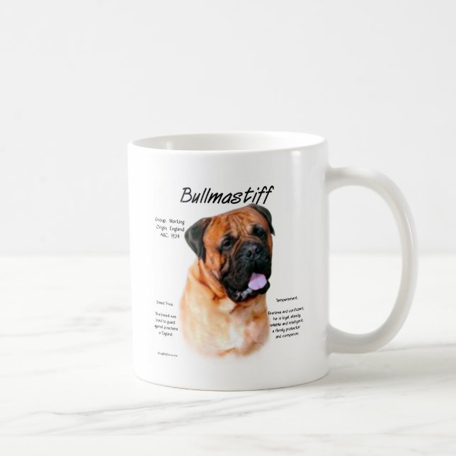 Mug Conception de l'historique Bullmastiff (rouge) (Droite)