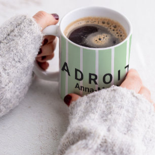 Mug Conception de louange rayée verte et blanche