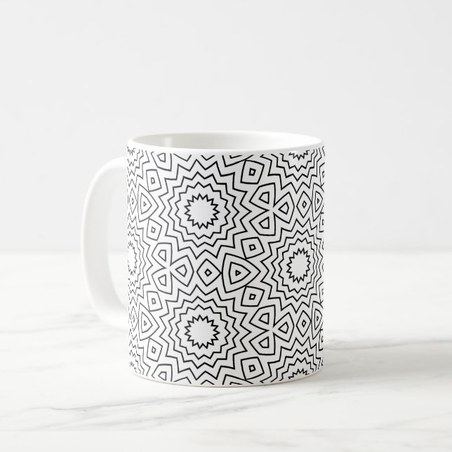 Mug Conception de mandala abstraite sans couture noir  (Devant gauche)