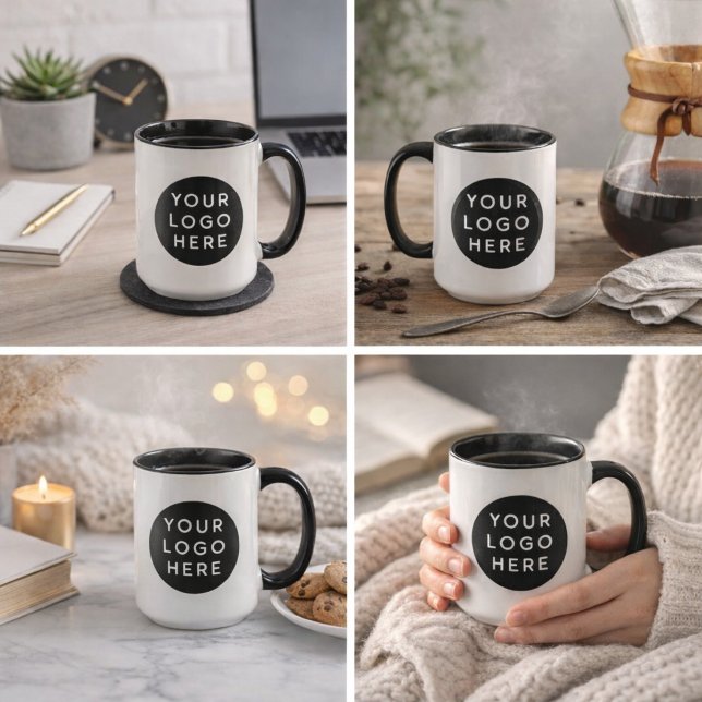 Mug Conception de marque moderne Logo cercle noir mini (Minimalist Black Circle Logo Modern Brand Design Mug)