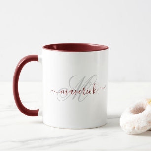 Mug Conception de monogramme de nom personnalisé éléga
