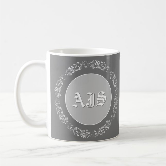 Mug Conception de monogramme personnalisée. (Gauche)