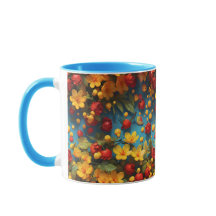 Conception de motif floral jaune et rouge vibrant