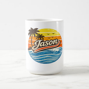 Mug Conception de nom Jason Retro Sunset