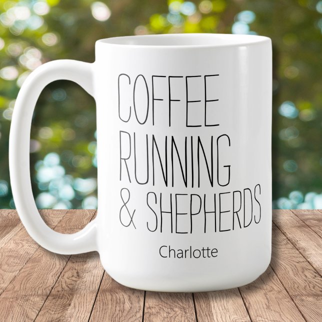 Mug Conception de nom modifiable Bergers à café couran (Créateur téléchargé)
