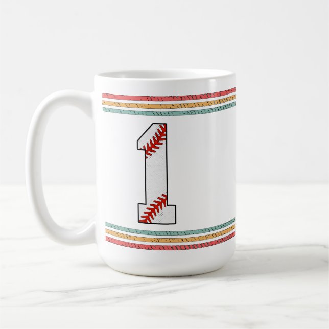 Mug Conception de numéro 1 de baseball rétro vintage (Gauche)