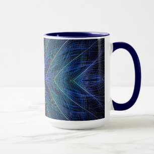 Mug Conception de plume fractale bleue