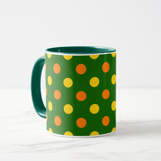 Mug Conception de pois orange jaune vert  (Devant gauche)