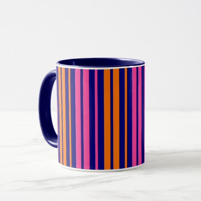 Mug Conception de rayures verticales orange bleu rose  (Devant gauche)