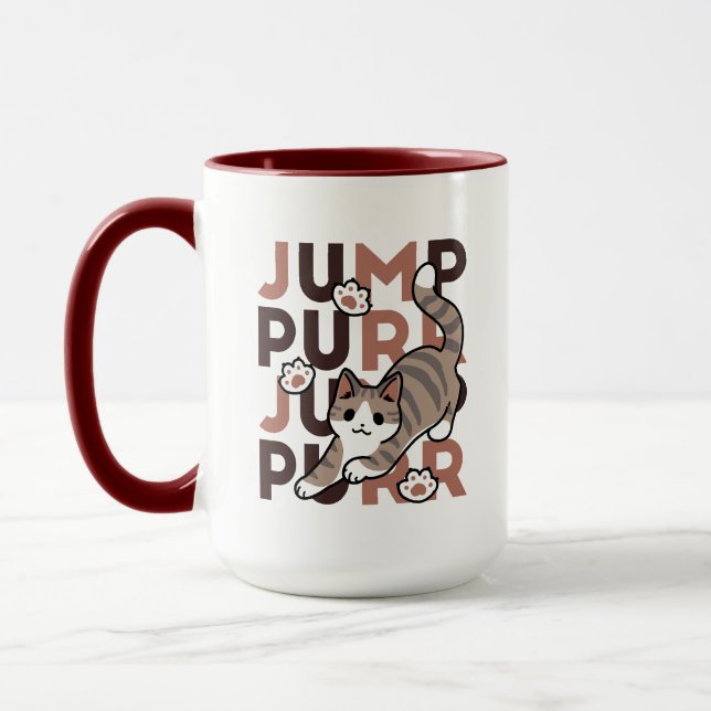 Mug Conception de saut de chat - Artwork de purr de sa (Gauche)