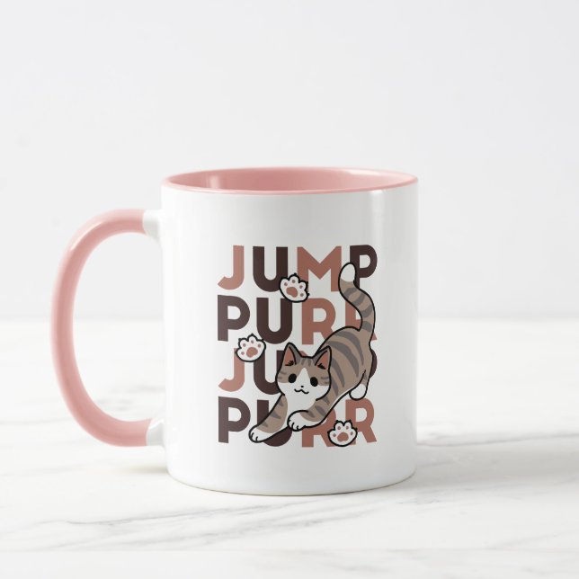 Mug Conception de saut de chat - Artwork de purr de sa (Gauche)