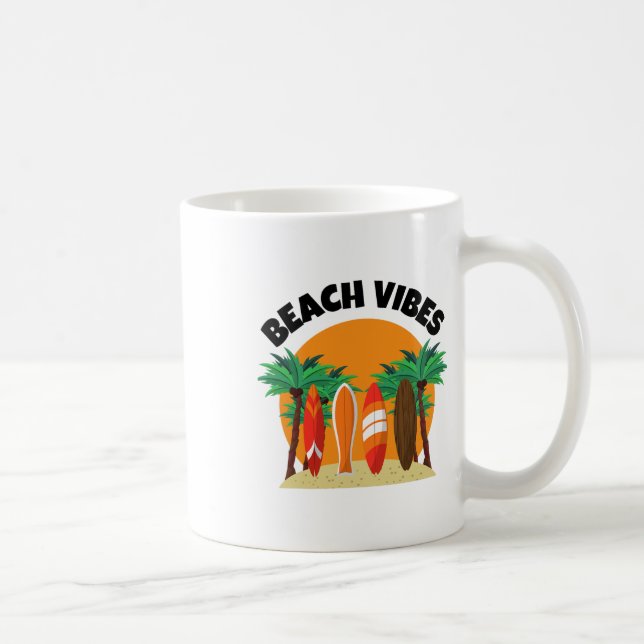 Mug Conception de surf des vibes de plage pour les vac (Droite)