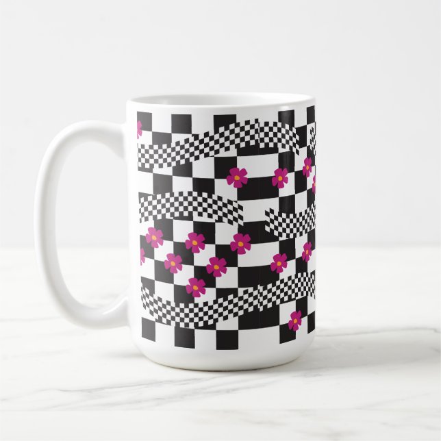 Mug Conception de tableau de bord rétro avec fleurs (Gauche)