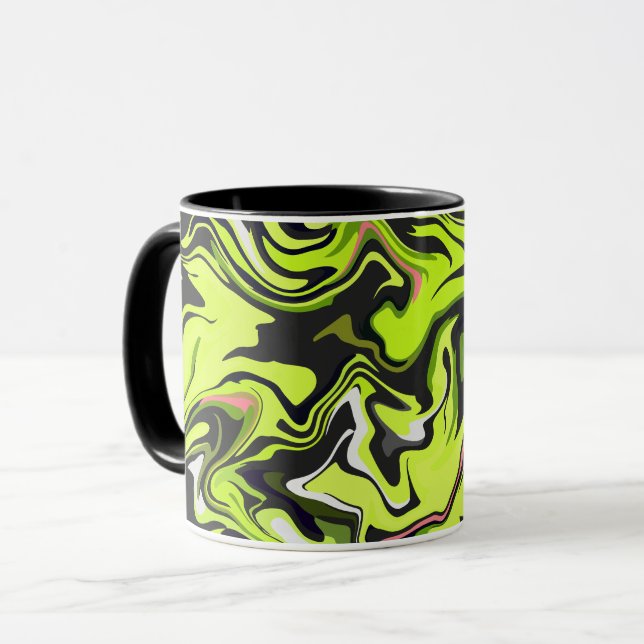 Mug Conception de tourbillon abstrait avec du vert et  (Devant gauche)