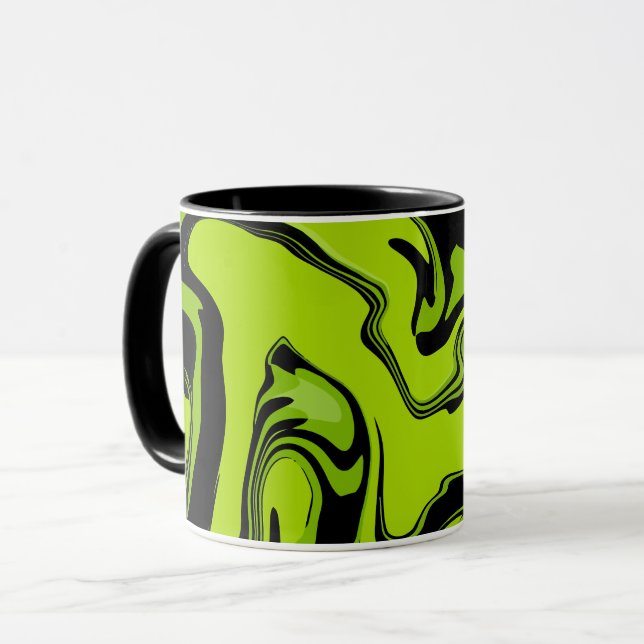 Mug Conception de tourbillon vert et noir abstrait  (Devant gauche)