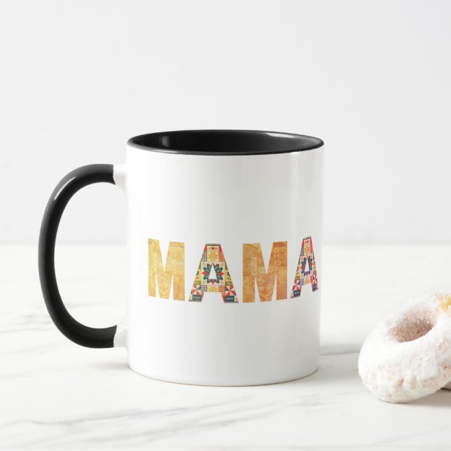 Mug Conception de typographie Mama Patchwork (Avec donut)
