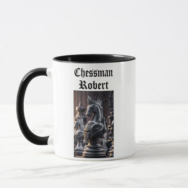 Mug Conception d'échecs Steampunk avec nom personnalis (Gauche)