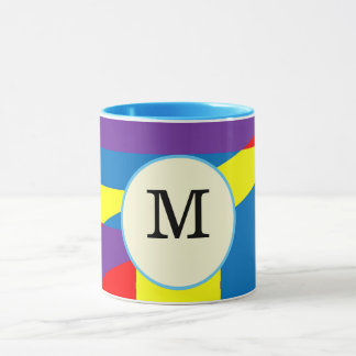 Mug Conception d'étiquette de monogramme abstrait colo