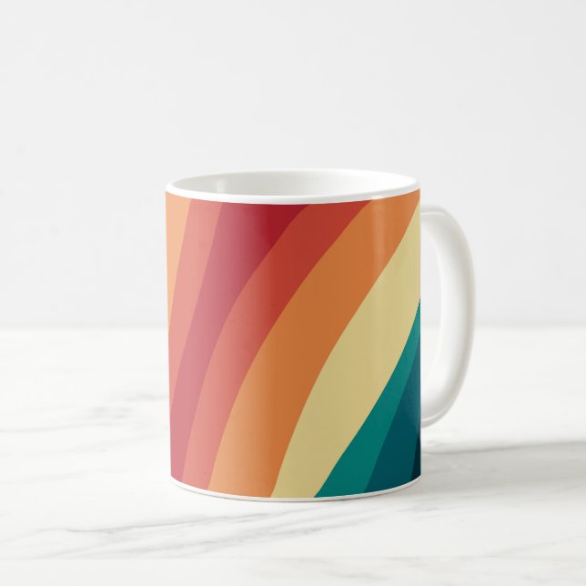 Mug Conception d'ondes de style rétro multicolore (Devant droit)