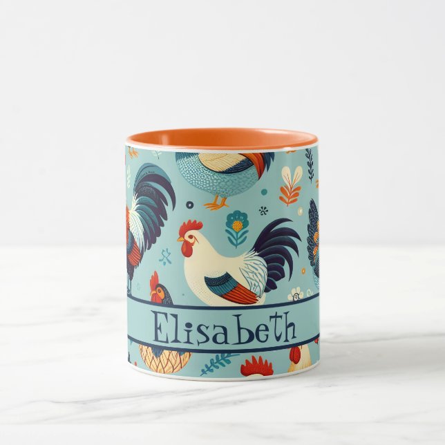 Mug Conception du poulet et du coq Personnaliser (Centre)