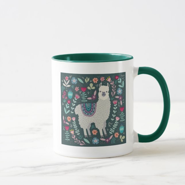 Mug Conception florale de lama mignon (Droite)