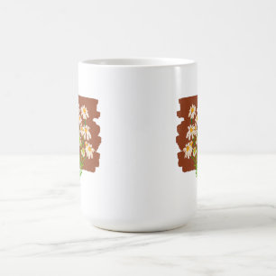 Mug Conception florale rustique sur fond marron