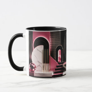 Mug Conception géométrique de marbre noir et rose luxu