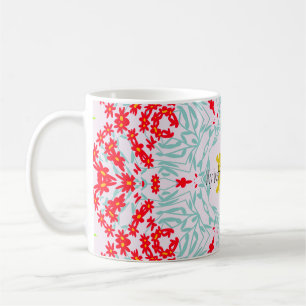 Mug Conception géométrique florale rouge et bleue vibr