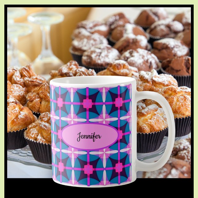 Mug Conception géométrique rétro en rose, violet et bl (Créateur téléchargé)