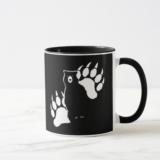 Mug Conception graphique d'ours grizzly et empreintes (Droite)