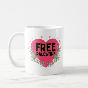 Mug conception graphique du coeur rose de la Palestine