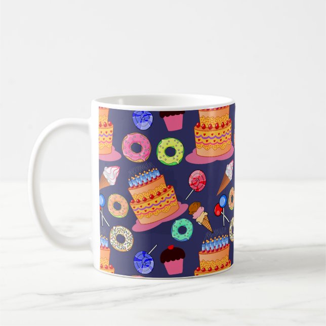 Mug Conception Motif de pâtisserie de gâteaux d'annive (Gauche)