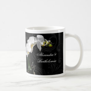 Mug Conception personnalisée de l'orchidée noire et bl