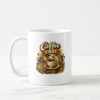 Mug Conception Rétro Vintage Café D'abord Pour Les Amo