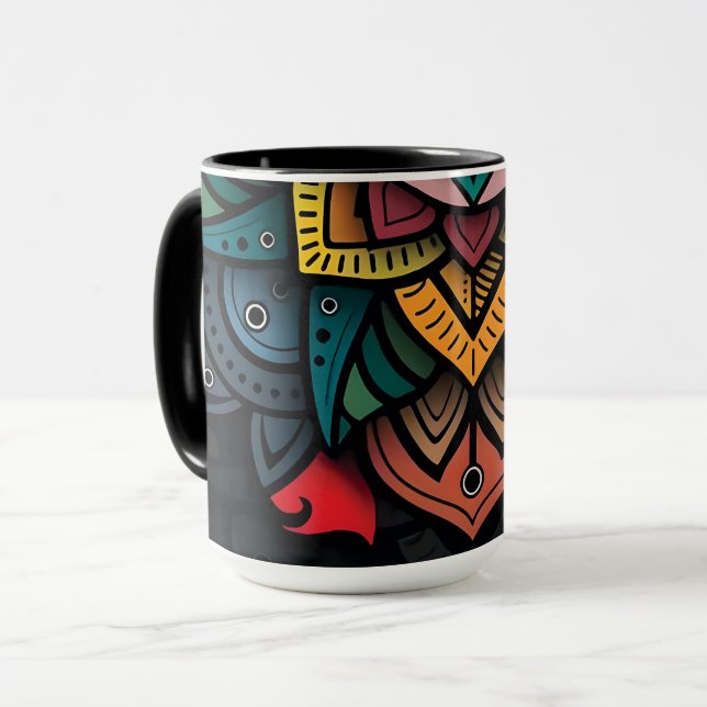 Mug Conception vibrante de mandala (Devant gauche)