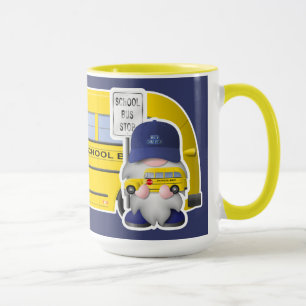 Mug Conducteur de bus scolaire Gnome avec autobus scol