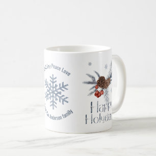 Mug Cônes de pin, Aiguilles, Baies Rouges. Joyeuses fê