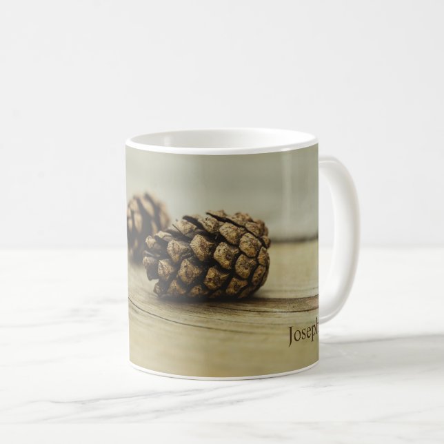 Mug Cônes de pin automnaux rustiques Photo de nature e (Devant droit)