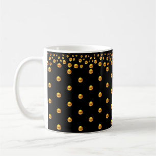 Mug Confetti de point d'or en noir