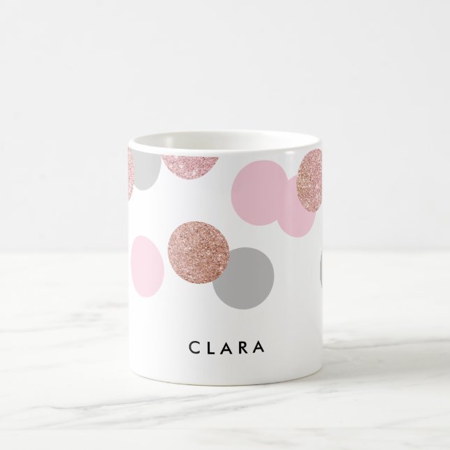 Mug confettis roses élégants de rose en pastel de (Centre)