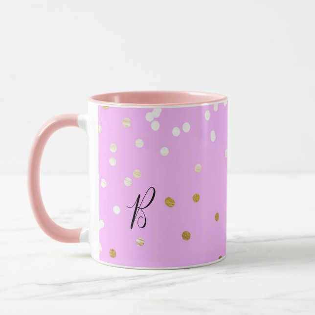 Mug Confettis roses et or Points Modernité Glamour (Gauche)