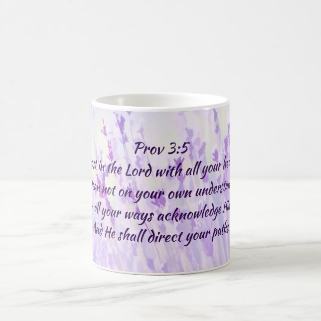 Mug Confiance dans le Seigneur Écriture Lavande Fleurs (Centre)