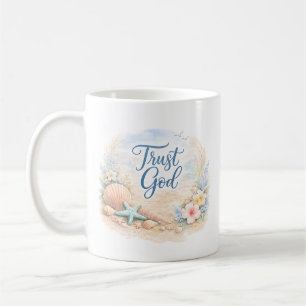 Mug "Confiez-vous en Dieu" Aquarelle de la côte chréti