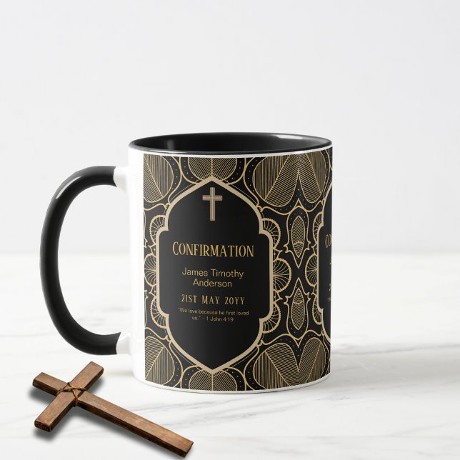 Mug CONFIRMATION Adulte Cadeau Black Gold Homme (Créateur téléchargé)